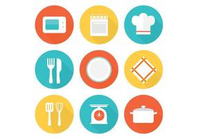 Kostenlose flache Küche Vektor-Icons