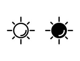 Sonne-Symbol. Umrisssymbol und solides Symbol vektor