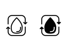 Symbol für Wasserwiederverwendung. Umrisssymbol und solides Symbol vektor