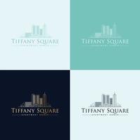 vektor logotyp mall för fastighetsaffärer - abstrakt sommar och semester ikon och emblem för semesteruthyrning, resetjänster, tropiska spa och lägenheter. tiffany square logotypdesign