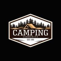 Vintage-Logo-Design der Campinggemeinschaft für Firmenlogo, T-Shirt und mehr vektor
