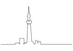 eine durchgehende einzelne linie berühmter gebäude wie der tokyo skytree vektor