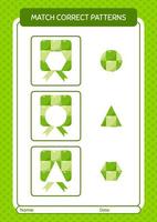Match-Pattern-Spiel mit Ketupat. arbeitsblatt für vorschulkinder, kinderaktivitätsblatt vektor