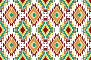 ikat abstraktes geometrisches ethnisches Textildesign mit nahtlosem Muster. aztekischer Stoff Teppich Mandala Ornamente Textildekorationen Tapete. Stammes-Boho-gebürtiger Truthahn-Textil-traditioneller Stickerei-Vektor. vektor