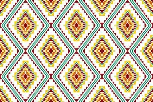 ikat abstraktes geometrisches ethnisches Textildesign mit nahtlosem Muster. aztekischer Stoff Teppich Mandala Ornamente Textildekorationen Tapete. Stammes-Boho-gebürtiger Truthahn-Textil-traditioneller Stickerei-Vektor. vektor