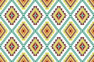 ikat abstraktes geometrisches ethnisches Textildesign mit nahtlosem Muster. aztekischer Stoff Teppich Mandala Ornamente Textildekorationen Tapete. Stammes-Boho-gebürtiger Truthahn-Textil-traditioneller Stickerei-Vektor.