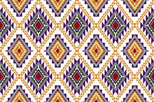 ikat abstraktes geometrisches ethnisches Textildesign mit nahtlosem Muster. aztekischer Stoff Teppich Mandala Ornamente Textildekorationen Tapete. Stammes-Boho-gebürtiger Truthahn-Textil-traditioneller Stickerei-Vektor. vektor