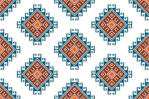 ikat ethnisches nahtloses musterdesign. aztekischer Stoff Teppich Mandala Ornamente Textildekorationen Tapete. tribal boho native ethnische türkei traditionelle stickerei vektor hintergrund