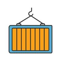 intermodal container färgikon. fraktcontainer på krankrok. frakt lastning. isolerade vektor illustration