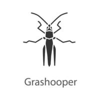 Grashüpfer-Glyphe-Symbol. Insektenpest. Heuschrecken. Silhouettensymbol. negativer Raum. vektor isolierte illustration