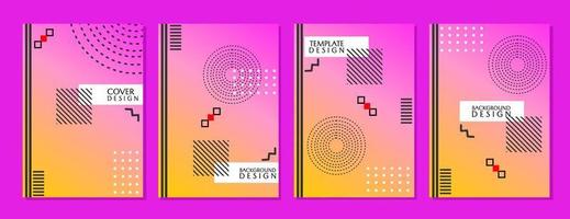 abstrakt trendiga omslagsuppsättning. geometrisk bakgrund med rosa gradientfärg. för bok, tidning, broschyrdesign vektor