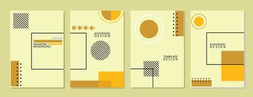 uppsättning minimala och trendiga geometriska omslagsdesigner. pastellbrun bakgrund med cirkel och rektangel vektor