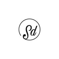 sd circle initial logotyp bäst för skönhet och mode i djärvt feminint koncept vektor