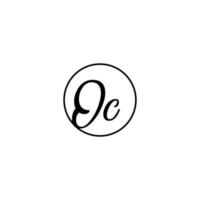 oc circle initial logotyp bäst för skönhet och mode i djärvt feminint koncept vektor