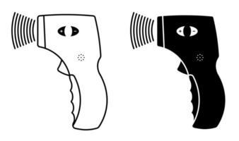 Infrarot-Thermometer für die Stirn. die Ausbreitung von Krankheiten kontrollieren. isolierter Vektor auf weißem Hintergrund. lineares Symbol