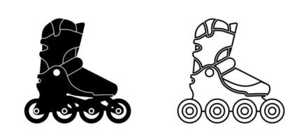 Rollschuhe-Symbole im linearen Stil. schwarz-weißer Vektor