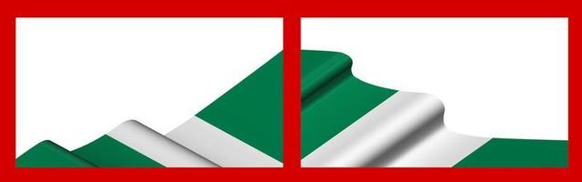 Hintergrund, Vorlage für festliches Design. Flagge von Nigeria weht im Wind. realistischer Vektor auf rotem Hintergrund