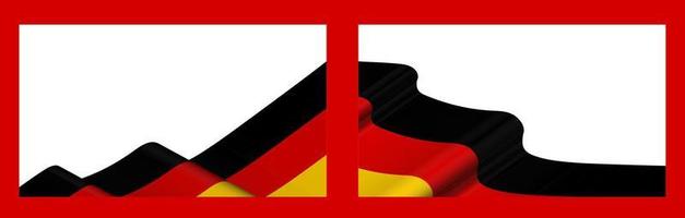 Hintergrund, Vorlage für festliches Design. Deutschlandfahne weht im Wind. realistischer Vektor auf weißem Hintergrund