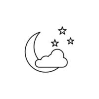 Mond, Nacht, Mondlicht, Mitternacht dünne Linie Symbol Vektor Illustration Logo Vorlage. für viele Zwecke geeignet.