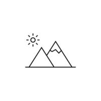 berg, hügel, berg, spitze, dünne linie, symbol, vektor, abbildung, logo, schablone. für viele Zwecke geeignet. vektor