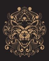 Tiger Artwork Illustration und T-Shirt Design Premium-Vektor vektor
