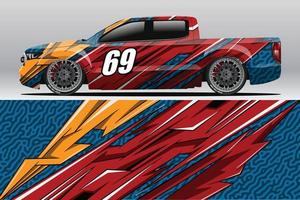 abstraktes Rennwagen-Wrap-Aufkleber-Design und sportlicher Hintergrund für den täglichen Gebrauch Rennlackierung oder Auto-Vinyl-Aufkleber vektor