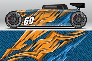 abstraktes Rennwagen-Wrap-Aufkleber-Design und sportlicher Hintergrund für den täglichen Gebrauch Rennlackierung oder Auto-Vinyl-Aufkleber vektor