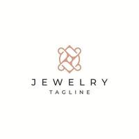 lyxiga smycken med linjekonst stil logotyp ikon designmall. elegant, guld, platt vektor