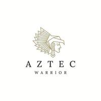 Aztec krigare med linje stil logotyp ikon designmall platt vektor