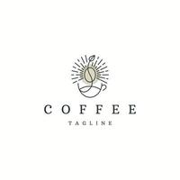 Kaffee mit flachem Vektor der Linienstil-Logoikonen-Designschablone