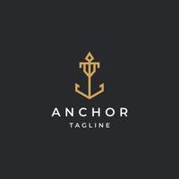 Luxus-Anker-Gold-Logo-Icon-Design-Vorlage flacher Vektor
