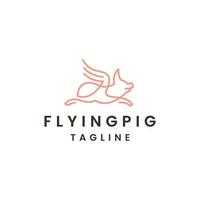 fliegendes Schwein Tier Logo Icon Design Vorlage flacher Vektor