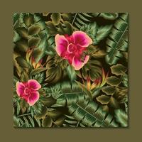 sommar färgglada hawaiiska sömlösa mönster med tropiska växter och blommor, vektorillustration. fashionabla sömlösa tropiska mönster. exotiska tropikerna. sommar design. djungeltryck och textil vektor