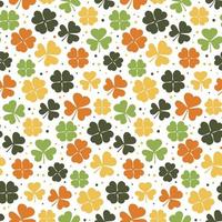 Klee verlässt nahtloses Muster. bunter Shamrock-Hintergrund. vektor