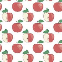 seamless mönster med rött äpple i platt stil. vektor