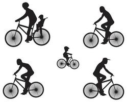 Silhouetten von Faserfahrrädern mit Radfahrern. vektor