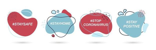 Coronavirus-Hashtags gesetzt, um die Ausbreitung des Coronavirus zu verhindern. vektor