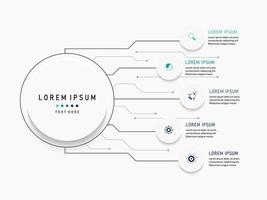 Vektor-Infografik-Etikettendesign-Vorlage mit Symbolen und 5 Optionen oder Schritten. kann für Prozessdiagramme, Präsentationen, Workflow-Layouts, Banner, Flussdiagramme und Infografiken verwendet werden. vektor