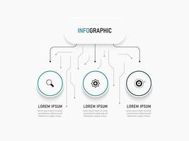 Vektor-Infografik-Etikettendesign-Vorlage mit Symbolen und 3 Optionen oder Schritten. kann für Prozessdiagramme, Präsentationen, Workflow-Layouts, Banner, Flussdiagramme und Infografiken verwendet werden.