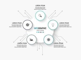 Vektor-Infografik-Etikettendesign-Vorlage mit Symbolen und 5 Optionen oder Schritten. kann für Prozessdiagramme, Präsentationen, Workflow-Layouts, Banner, Flussdiagramme und Infografiken verwendet werden.