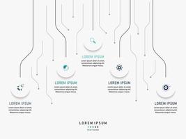 Vektor-Infografik-Etikettendesign-Vorlage mit Symbolen und 5 Optionen oder Schritten. kann für Prozessdiagramme, Präsentationen, Workflow-Layouts, Banner, Flussdiagramme und Infografiken verwendet werden. vektor