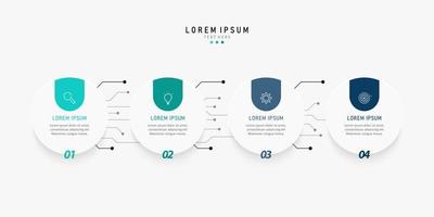 Vektor-Infografik-Etikettendesign-Vorlage mit Symbolen und 4 Optionen oder Schritten. kann für Prozessdiagramme, Präsentationen, Workflow-Layouts, Banner, Flussdiagramme und Infografiken verwendet werden. vektor