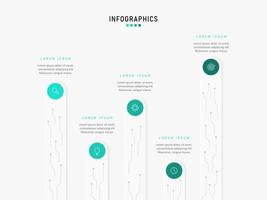 Vektor-Infografik-Etikettendesign-Vorlage mit Symbolen und 5 Optionen oder Schritten. kann für Prozessdiagramme, Präsentationen, Workflow-Layouts, Banner, Flussdiagramme und Infografiken verwendet werden. vektor