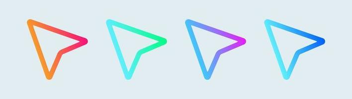 Computer-Cursor oder Zeigerumrisssymbol in Verlaufsfarben. Pfeilzeigersymbol für Apps oder Website. vektor