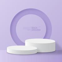 3D-Display-Produkt auf minimaler Szene mit geometrischer Podiumsplattform. Handelssockel im quadratischen Hintergrund des purpurroten Pastells.