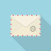 Umschlag mit Briefmarke, Poststempel auf blauem Hintergrund. Korrespondenz posten. Vektordesign vektor