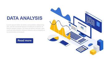 Datenanalyse. Digitale Finanzberichterstattung, SEO, Marketing. Unternehmensführung, Entwicklung. Vektordesign vektor