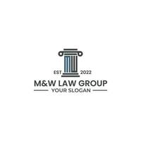 bokstaven m och w logotyp design för advokatbyrå vektor