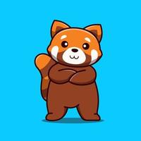 söt röd panda stående tecknad ikon illustration vektor