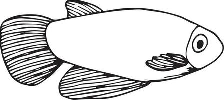 Gekritzelfisch auf weißem Hintergrund vektor
